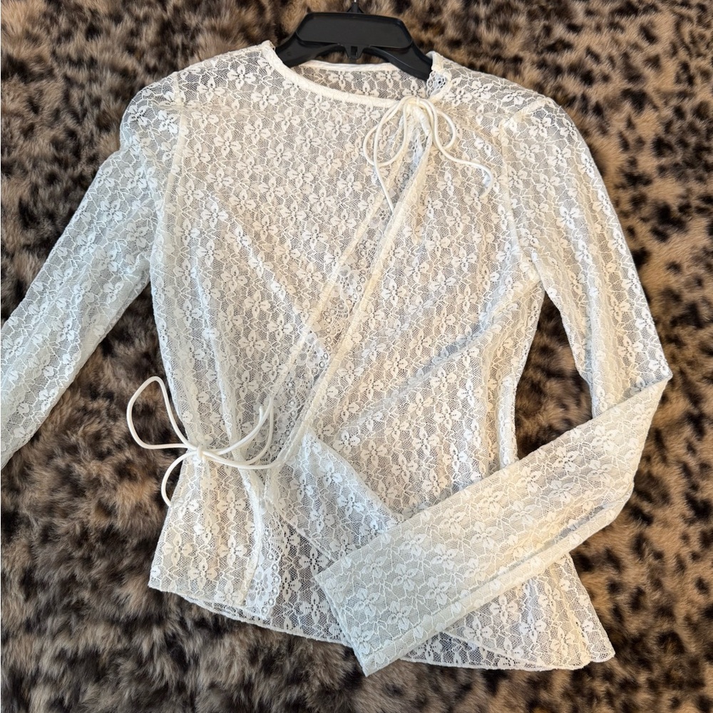 Asymmetrical Lace Wrap Top